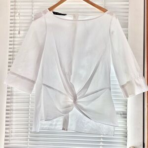 Zara White Twist Detail Blouse Size XS